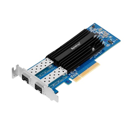כרטיס רשת פנימי שתי כניסות SFP+ יעודי לשרת אחסון סינולוג'י Synology E10G21-F2 Dual-Port 10GbE SFP+ Adapter
